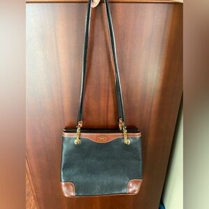 Vintage Bally Shoulder Bag 1990s double strap tote dual tone leather & gold